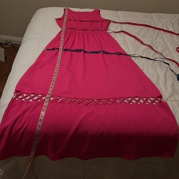 Gianni Bini Eomans Dress Size 4 Hot Pink Maxi Dress with Cut Outs Simmer Beach - Picture 8 of 8